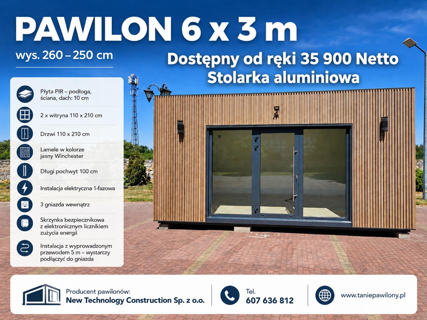Pawilon 6m x 3m New Technology Construction Sp. z o.o. Lamel z łazienką